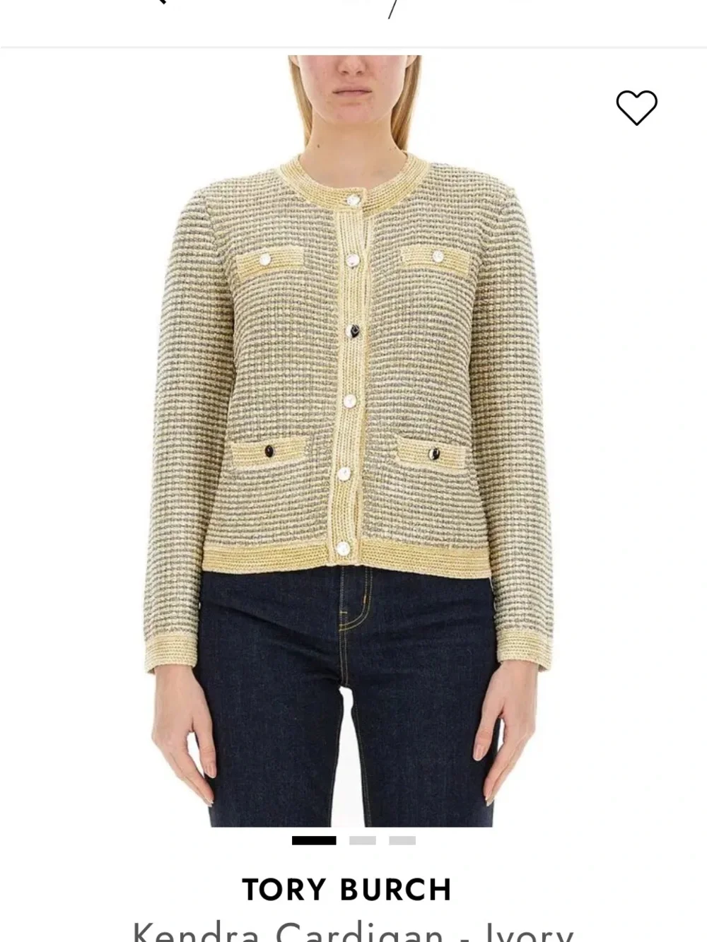 Tory Burch Yellow and Silver Knit Short-Sleeve Dress & Cardigan Set